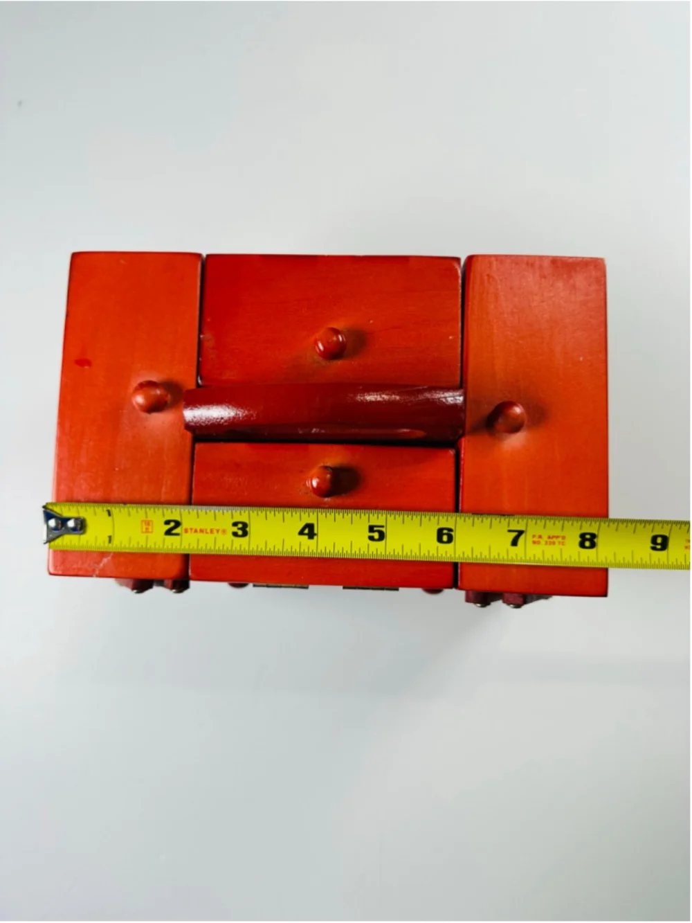 Mini Red Wooden Accordion Sewing Box Craft Organizer